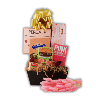 Kosz Prezentowy Flamingo – Słodycze i Wino dla Kobiety