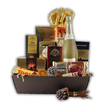 Kosz Prezentowy Świąteczna Baśń – Czekolady, Praliny i Kawa