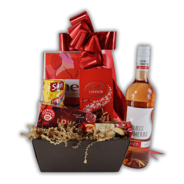 Kosz Prezentowy Rubinowe Pyszności – Zestaw Słodyczy i Herbaty