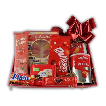 Kosz Prezentowy Red – Wyjątkowy Zestaw z Kawą i Słodyczami