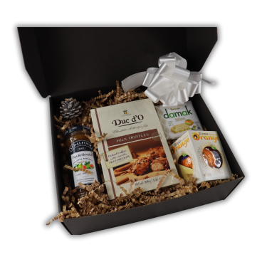 Kosz Świąteczny Śnieżny Puch – Trufle, Czekolada i Owoce